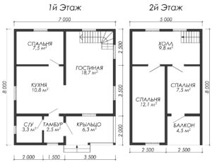 Дом из бруса БСУ-УС 34 Дом из бруса БСУ-УС 34